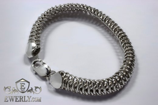 Срібний браслет плетіння "Луска дракона" на руку купити, 55 грам