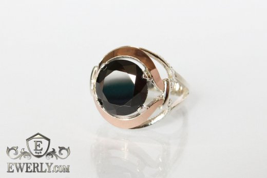 Купить кольцо из серебра с чёрным фианитом для женщины