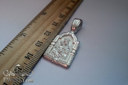 Серебряная ладанка на шею "Казанская икона Божией Матери", фото
