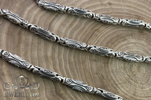 Плетение цепочки из серебра авторское - купить прочное серебряное плетение 101505IV