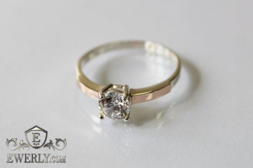 Женское кольцо из серебра с камнем (белый цвет) купить