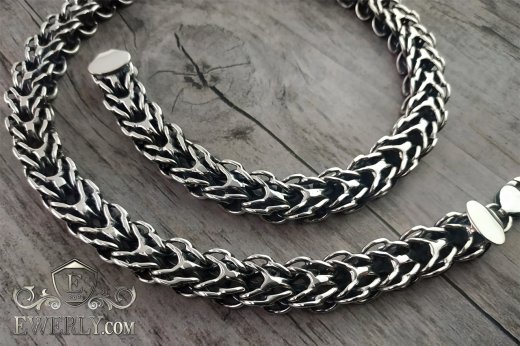 Buy men's chain 200 grams of silver "Alligator" with blackening