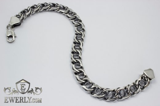 Купити срібний браслет на руку чоловічий / жіночий - плетіння Арабський Бісмарк