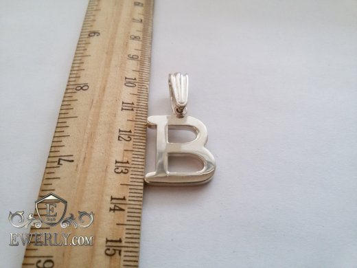 Натільний срібна підвіска "буква В", ціна і фото