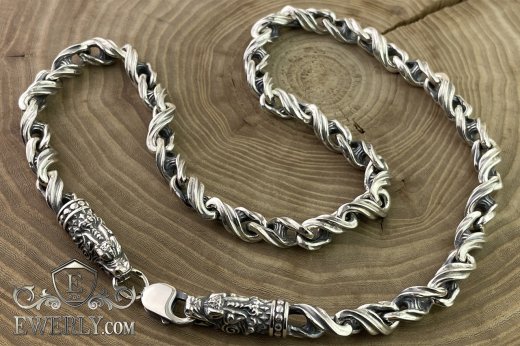 Silver chain 60 cm 150 grams, buy author's weaving from silver 111514RE