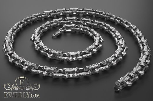 Авторская мужская эксклюзивная серебряная цепочка - купить плетение из серебра 111512JC