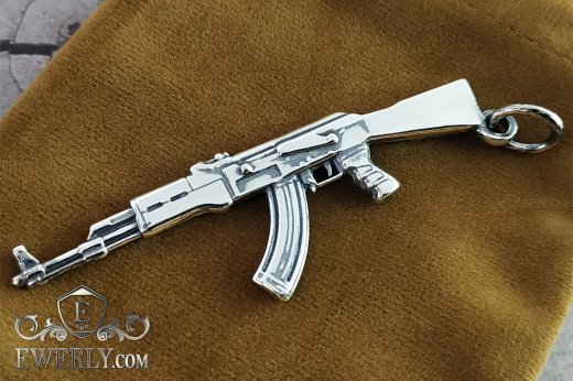 AK-47 assault rifle - pendant of silver with blackening 131051MN