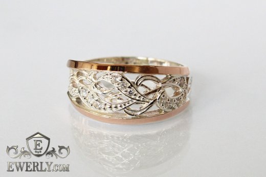 Женское позолоченное серебряное кольцо 925 пробы