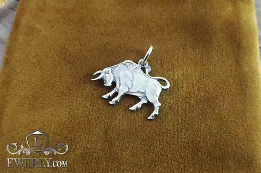 Buy pendant of the Zodiac sign "Taurus" of silver with blackening