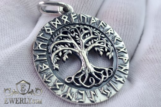 Buy silver pendant "Tree of Life" with runes