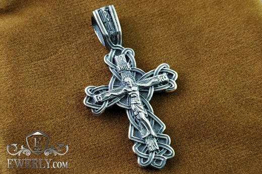 Хрест православний натільний, срібло 925 проби з чорнінням 08602YN