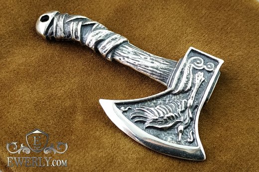 Серебряный кулон - брелок "Кельтский топор", серебро 925 пробы