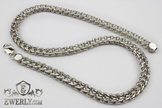Big men's chain "Double stream (seagull)" of sterling silver to buy 111005PI