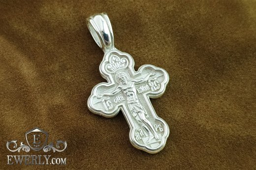 Православний хрестик зі срібла купити 08201WB