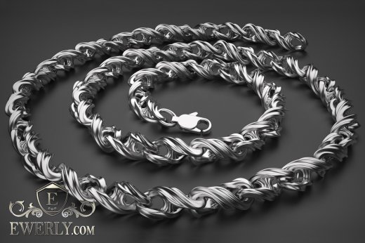 Авторская мужская эксклюзивная серебряная цепочка - купить плетение из серебра 111514TV