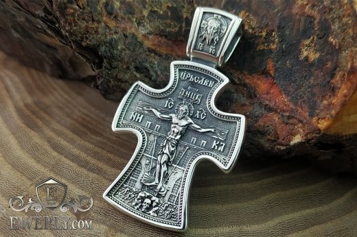 Православный серебряный нательный крест 10 грамм с чернением купить