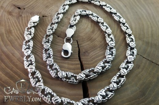 Silver chain 80 grams - buy weaving of silver with blackening