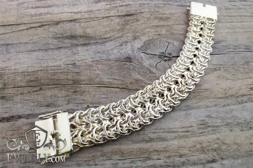 Thick men's bracelet "Double Ramses" of sterling silver to buy 121988YW