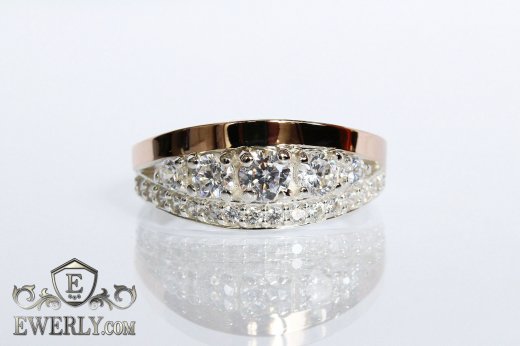 Серебряное кольцо с белыми камнями женское купить