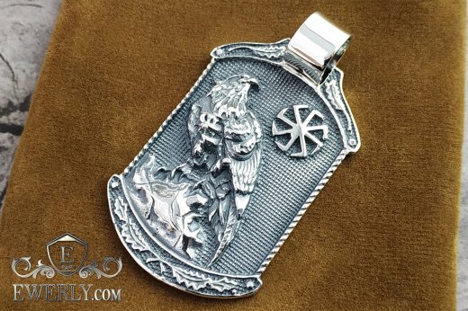Big men's pendant "Falcon" of sterling silver to buy 131026SX