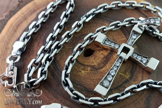 Silver anchor chain and Dominic Toretto's cross of silver