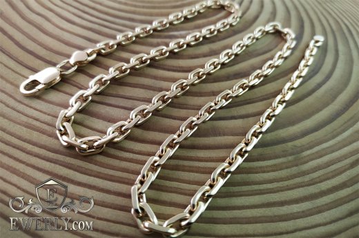 Men's anchor chain, silver with gilding 50 grams 60 cm