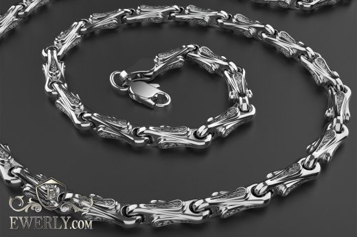 Авторская необычная серебряная цепочка - купить плетение из серебра 111507BJ