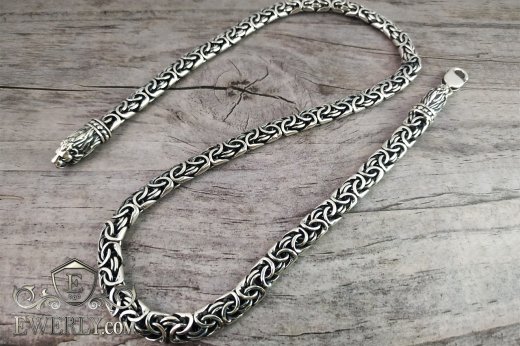 Мужская цепь Лисий хвост из серебра, купить серебряную цепочку 60 см