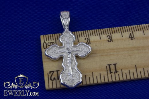 Купить крестик нательный православный серебряный, серебро 925 пробы