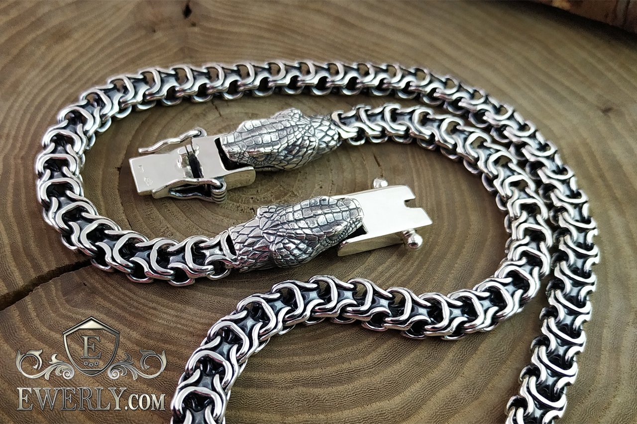 Серебряная цепочка Рамзес - плетение мужской цепи из серебра