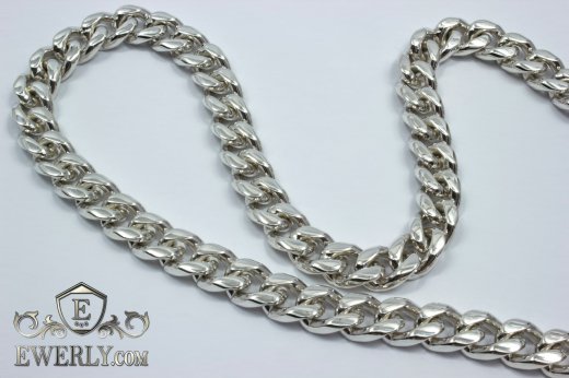 Серебряная цепь (панцирное плетение) 10 мм для мужчин на шею, фото ...