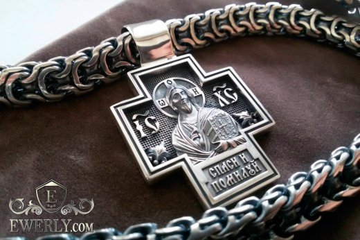 Мужская цепь с крестом - купить набор из серебра 925 пробы