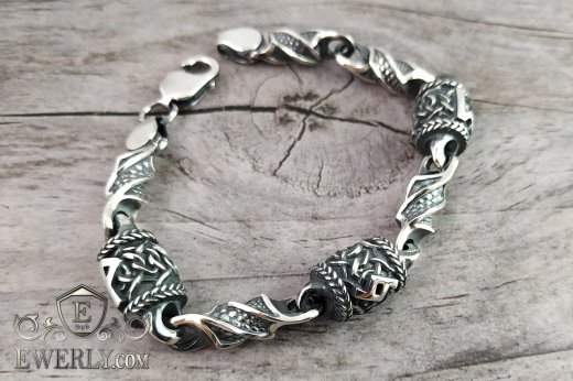 Thick silver bracelet for men, buy author's exclusive product 121515PC