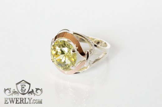 Купить кольцо из серебра с камнем цвета-цитрин для женщин