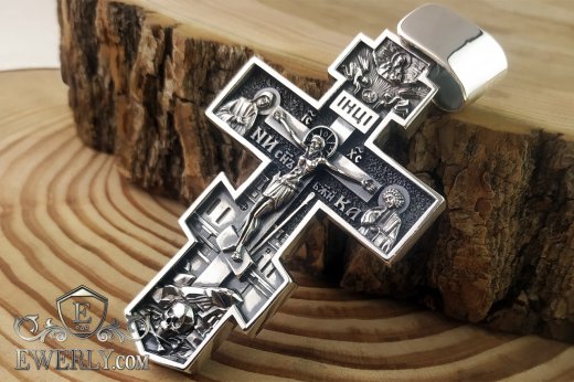 Крест нательный мужской большой купить, серебро 925 ̊ с чернением