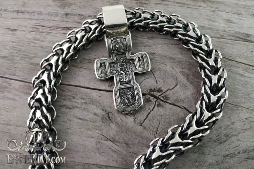 Buy a men's silver chain with a large Orthodox cross 151024OZ