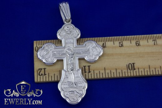 Нательный крест мужской серебряный на шею, цена и фото