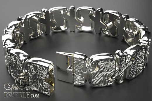 Author's wide silver bracelet - buy weaving of silver 121516MZ