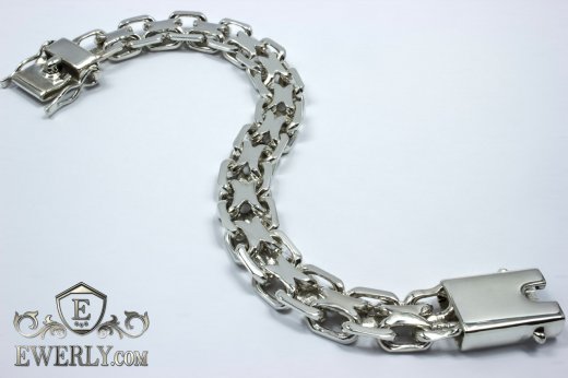 Thick bracelet "Pharaoh (double anchor)" of sterling silver for men to buy 121029FF