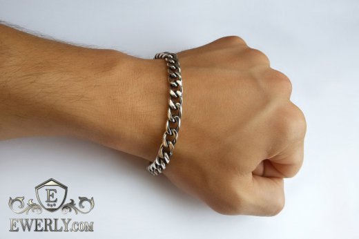 Buy men's bracelet "Carapace" of sterling silver with blackening