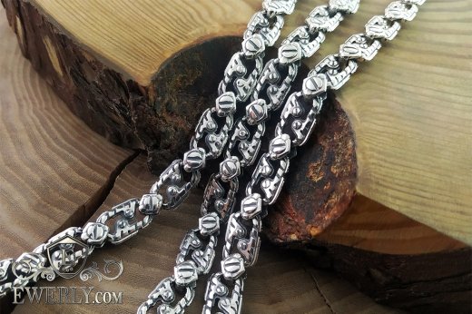 Плетение цепочки из серебра авторское - купить эксклюзивное серебряное плетение 101513HG