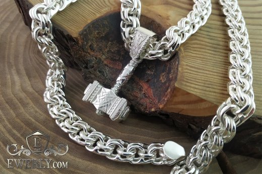 Men's Silver Chain "Bismarck" with Silver Pendant "Hammer"