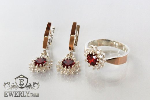 Set : earring of  silvers and ring of  silver to buy 0032NJ