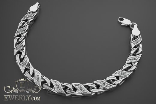 Авторский эксклюзивный серебряный браслет - купить плетение из серебра 121509RB