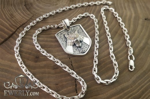 Buy Anchor chain with pendant "Wolf" of silver