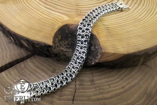 Buy a thick men's silver bracelet on hand "Double Ramses"
