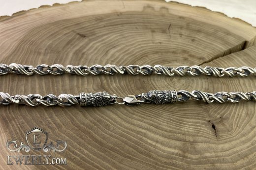 Плетение цепочки из серебра авторское - купить эксклюзивное серебряное плетение 101514KW
