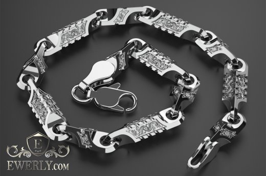 Авторский серебряный браслет - купить плетение из серебра 121504XP