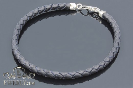 Leather bracelet with sterling silver to buy 22064GR
