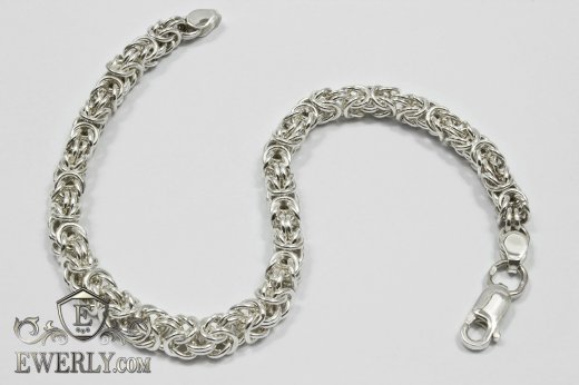 Women's wrist bracelet of sterling silver, buy weaving "Malvina"